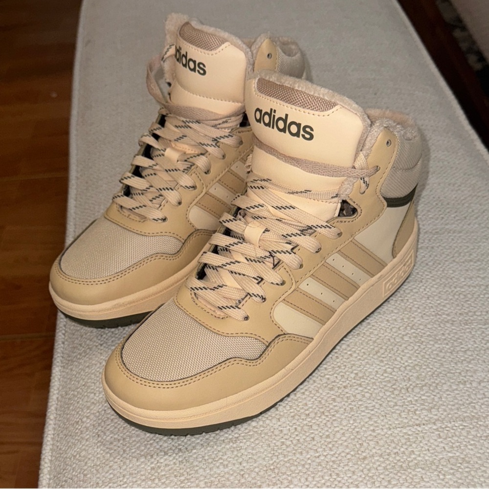 Adidas Women's Beige and Brown High-Top Sneakers